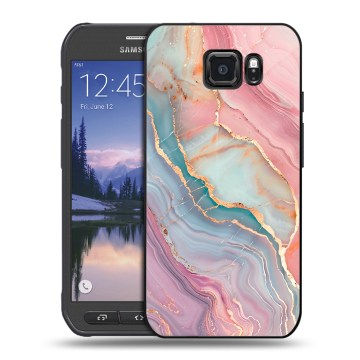 Пластиковый чехол на Samsung Galaxy S6 Active с принтом розовый мрамор