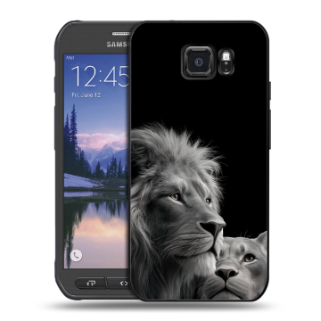 Пластиковый чехол на Samsung Galaxy S6 Active с принтом Лев кошки Пластиковый чехол на Samsung Galaxy S6 Active с принтом Лев кошки