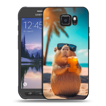 Пластиковый чехол на Samsung Galaxy S6 Active с принтом Капибара Пластиковый чехол на Samsung Galaxy S6 Active с принтом Капибара