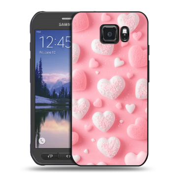 Пластиковый чехол на Samsung Galaxy S6 Active с принтом Сердечки