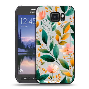 Пластиковый чехол на Samsung Galaxy S6 Active с принтом Цветы паттерн Пластиковый чехол на Samsung Galaxy S6 Active с принтом Цветы паттерн