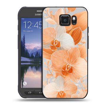 Пластиковый чехол на Samsung Galaxy S6 Active с принтом Бежевые цветы Пластиковый чехол на Samsung Galaxy S6 Active с принтом Бежевые цветы