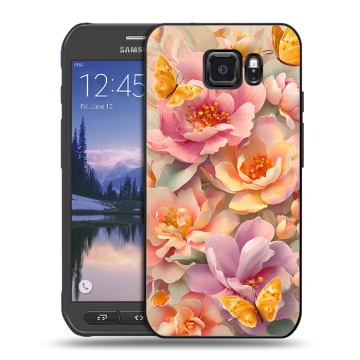Пластиковый чехол на Samsung Galaxy S6 Active с принтом Цветы и бабочки Пластиковый чехол на Samsung Galaxy S6 Active с принтом Цветы и бабочки