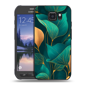 Пластиковый чехол на Samsung Galaxy S6 Active с принтом Листья и золото Пластиковый чехол на Samsung Galaxy S6 Active с принтом Листья и золото
