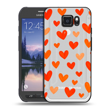 Пластиковый чехол на Samsung Galaxy S6 Active с принтом Сердечки Пластиковый чехол на Samsung Galaxy S6 Active с принтом Сердечки