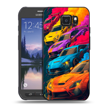 Пластиковый чехол на Samsung Galaxy S6 Active с принтом Тачки Пластиковый чехол на Samsung Galaxy S6 Active с принтом Тачки
