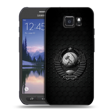 Пластиковый чехол на Samsung Galaxy S6 Active с принтом Герб Флаг СССР Пластиковый чехол на Samsung Galaxy S6 Active с принтом Герб Флаг СССР