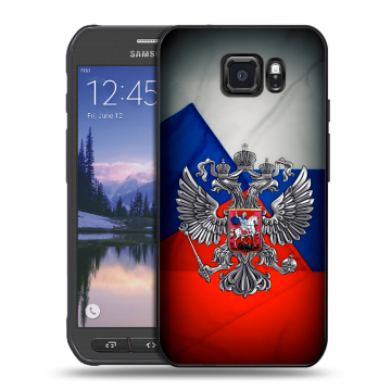 Пластиковый чехол на Samsung Galaxy S6 Active с принтом Флаг России