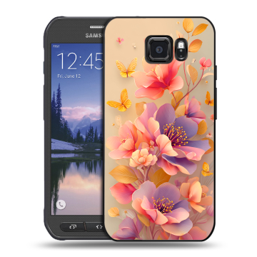 Пластиковый чехол на Samsung Galaxy S6 Active с принтом Цветы и бабочки Пластиковый чехол на Samsung Galaxy S6 Active с принтом Цветы и бабочки