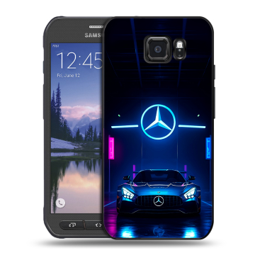 Пластиковый чехол на Samsung Galaxy S6 Active с принтом Mercedes Мерседес