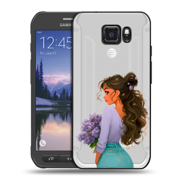 Пластиковый чехол на Samsung Galaxy S6 Active с принтом девушка цветы Пластиковый чехол на Samsung Galaxy S6 Active с принтом девушка цветы