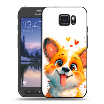 Пластиковый чехол на Samsung Galaxy S6 Active с принтом корги