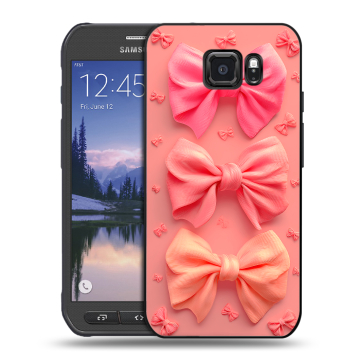 Пластиковый чехол на Samsung Galaxy S6 Active с принтом Розовые бантики