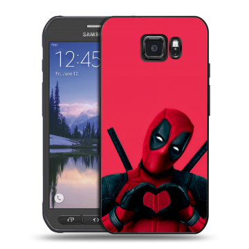 Пластиковый чехол на Samsung Galaxy S6 Active с принтом Дедпул Deadpool