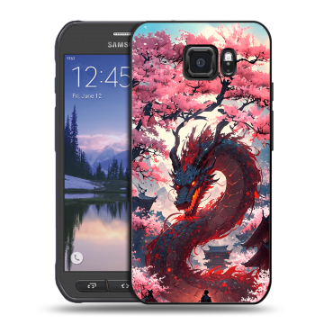 Пластиковый чехол на Samsung Galaxy S6 Active с принтом Дракон Японский