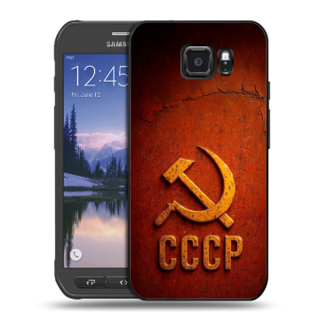 Пластиковый чехол на Samsung Galaxy S6 Active с принтом Флаг Герб СССР