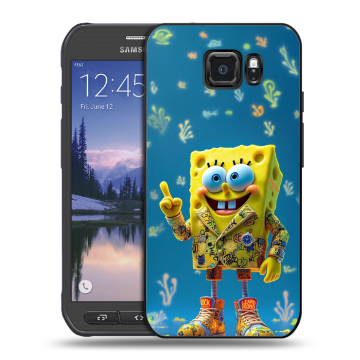 Пластиковый чехол на Samsung Galaxy S6 Active с принтом Спанч боб Спанчбоб