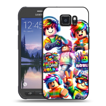 Пластиковый чехол на Samsung Galaxy S6 Active с принтом Roblox Роблокс
