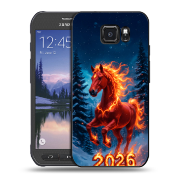 Пластиковый чехол на Samsung Galaxy S6 Active с принтом Новый год коня Пластиковый чехол на Samsung Galaxy S6 Active с принтом Новый год коня