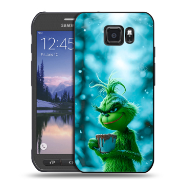 Пластиковый чехол на Samsung Galaxy S6 Active с принтом Новый год гринч Пластиковый чехол на Samsung Galaxy S6 Active с принтом Новый год гринч