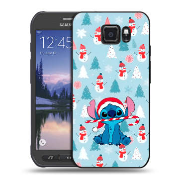Пластиковый чехол на Samsung Galaxy S6 Active с принтом Стич Новый год Пластиковый чехол на Samsung Galaxy S6 Active с принтом Стич Новый год