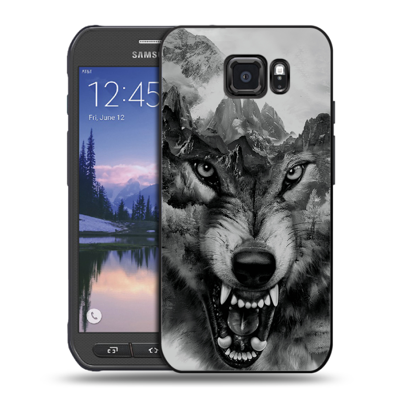 Пластиковый чехол на Samsung Galaxy S6 Active с принтом Волк Пластиковый чехол на Samsung Galaxy S6 Active с принтом Волк
