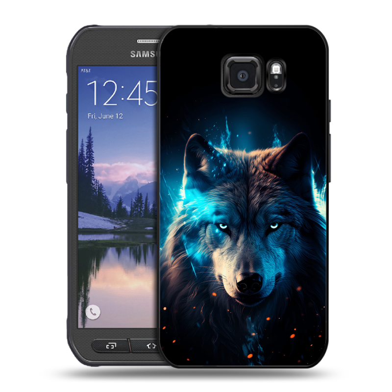 Пластиковый чехол на Samsung Galaxy S6 Active с принтом Волк ночной Пластиковый чехол на Samsung Galaxy S6 Active с принтом Волк ночной
