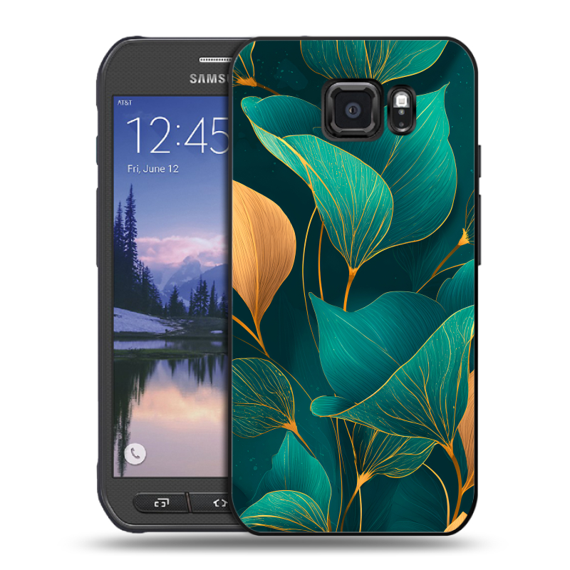 Пластиковый чехол на Samsung Galaxy S6 Active с принтом Листья и золото Пластиковый чехол на Samsung Galaxy S6 Active с принтом Листья и золото