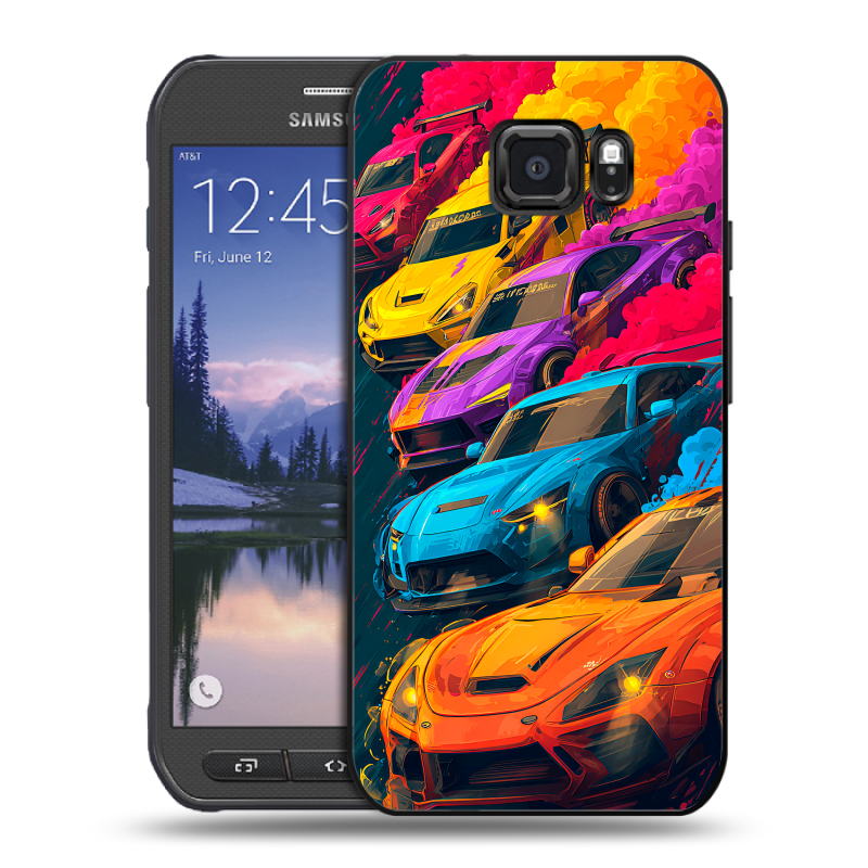 Пластиковый чехол на Samsung Galaxy S6 Active с принтом Тачки Пластиковый чехол на Samsung Galaxy S6 Active с принтом Тачки