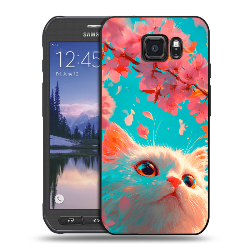Пластиковый чехол на Samsung Galaxy S6 Active с принтом Красивый кот Пластиковый чехол на Samsung Galaxy S6 Active с принтом Красивый кот