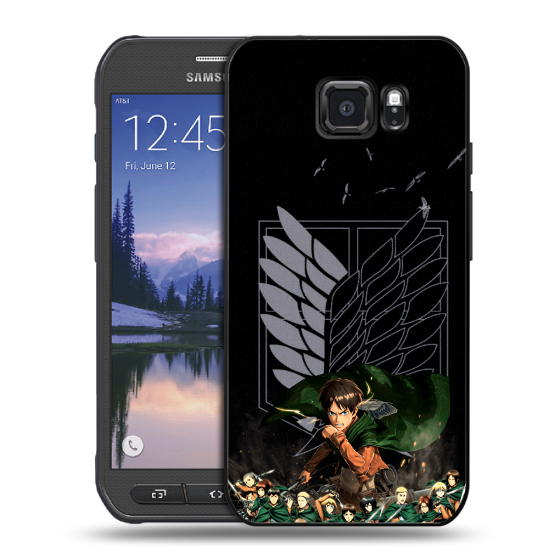 Пластиковый чехол на Samsung Galaxy S6 Active с принтом Атака титанов Пластиковый чехол на Samsung Galaxy S6 Active с принтом Атака титанов