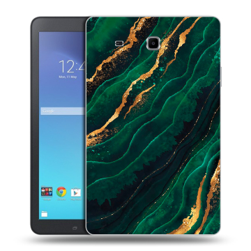 Силиконовый чехол на планшета Samsung Galaxy Tab E 9.6 с принтом Мрамор зеленое золото