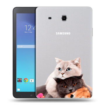 Силиконовый чехол на планшета Samsung Galaxy Tab E 9.6 с принтом Кошки