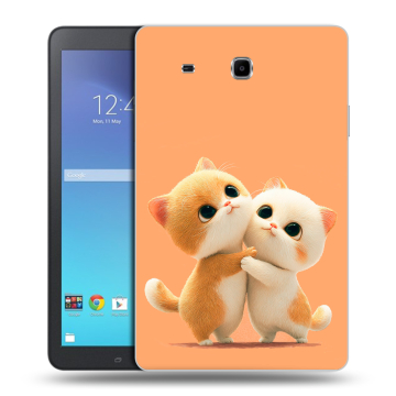 Силиконовый чехол на планшета Samsung Galaxy Tab E 9.6 с принтом Милые котики