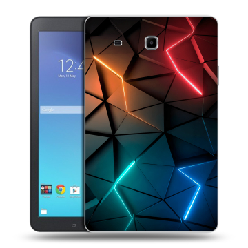 Силиконовый чехол на планшета Samsung Galaxy Tab E 9.6 с принтом Абстракция неон