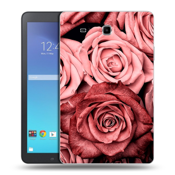 Силиконовый чехол на планшета Samsung Galaxy Tab E 9.6 с принтом Цветы розы