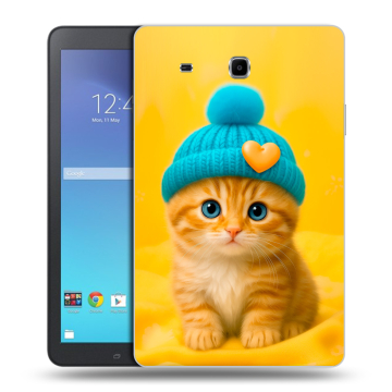 Силиконовый чехол на Samsung Galaxy Tab E 9.6 с принтом Котенок в шапке
