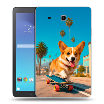 Силиконовый чехол на Samsung Galaxy Tab E 9.6 с принтом Корги на скейте Силиконовый чехол на Samsung Galaxy Tab E 9.6 с принтом Корги на скейте