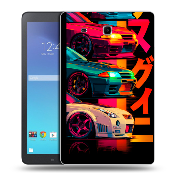 Силиконовый чехол на Samsung Galaxy Tab E 9.6 с принтом Гоночные машины