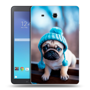Силиконовый чехол на Samsung Galaxy Tab E 9.6 с принтом Мопс в шапке