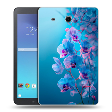 Силиконовый чехол на Samsung Galaxy Tab E 9.6 с принтом голубые орхидеи