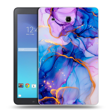 Силиконовый чехол на Samsung Galaxy Tab E 9.6 с принтом синий мрамор Силиконовый чехол на Samsung Galaxy Tab E 9.6 с принтом синий мрамор