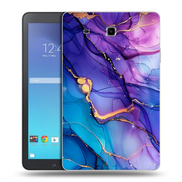 Силиконовый чехол на Samsung Galaxy Tab E 9.6 с принтом синий мрамор