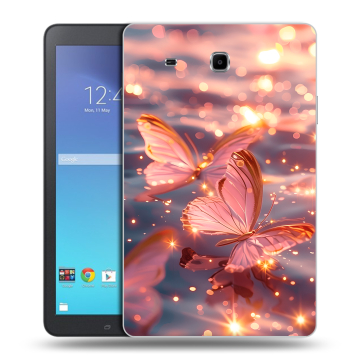 Силиконовый чехол на Samsung Galaxy Tab E 9.6 с принтом бабочки розовые Силиконовый чехол на Samsung Galaxy Tab E 9.6 с принтом бабочки розовые