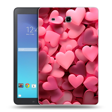 Силиконовый чехол на Samsung Galaxy Tab E 9.6 с принтом розовые сердечки
