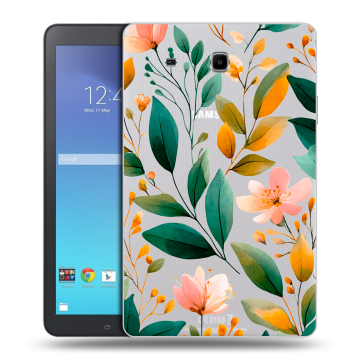 Силиконовый чехол на Samsung Galaxy Tab E 9.6 с принтом Цветы паттерн