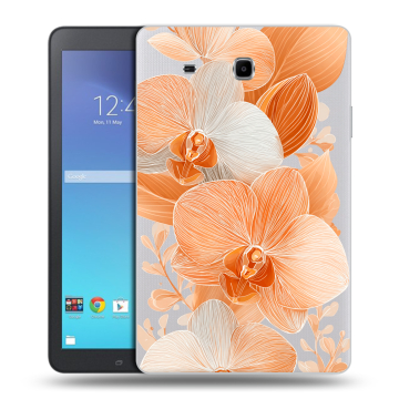 Силиконовый чехол на Samsung Galaxy Tab E 9.6 с принтом Бежевые цветы