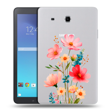 Силиконовый чехол на Samsung Galaxy Tab E 9.6 с принтом Цветы