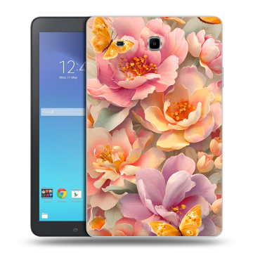 Силиконовый чехол на Samsung Galaxy Tab E 9.6 с принтом Цветы и бабочки