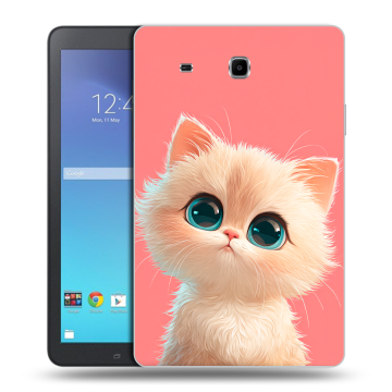 Силиконовый чехол на Samsung Galaxy Tab E 9.6 с принтом Розовый котенок